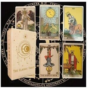 Classic Tarot Cards Deck Guidebook 78-Card Divination Game Beginners Enthusiasts